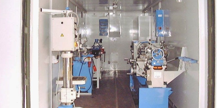 Technical workshops and mobile laboratory units for industrial operations